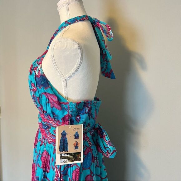 Caroline Constas Blue and Pink Floral Maxi Dress - Picture 5 of 10